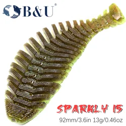 B&U Worm Lure Artificial Bait Spiner Viber Shad Wobbler Shad 92mm For Pike Bass Jigging Pesca Soft Fishing Lure