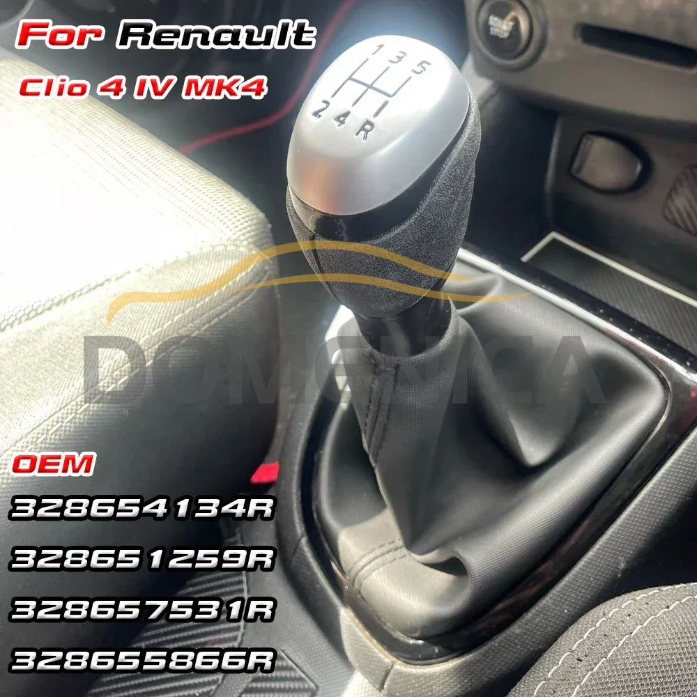 For Renault Clio 4 IV MK4 5 / 6 Speed Gear Shift Knob Manual Transmission with Dust Cover Cars Accessories Chrome / Silver Suit