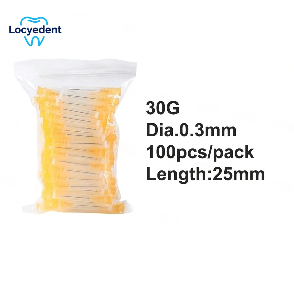 100 قطعة الأسنان إندو الري إبرة تلميح نهاية مغلقة الجانب ثقب إندو حقنة قناة الجذر غسل إبرة تلميح 25 جرام/27 جرام/30 جرام 30 جرام