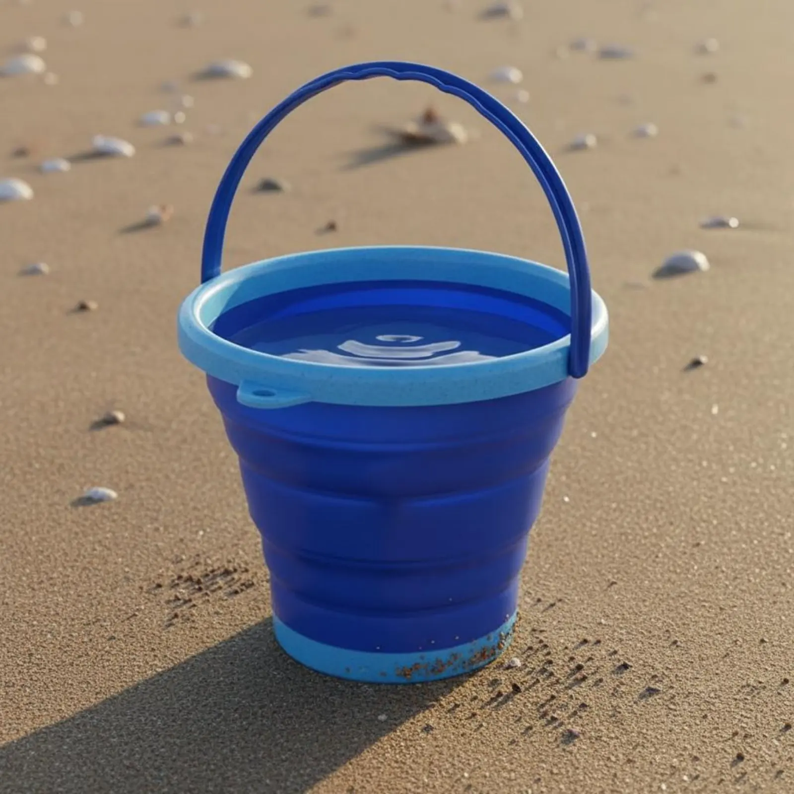 7 Pieces Foldable Beach Pail Set Included Foldable Sand Toy Set Foldable Sand Pail and Tools Creative Molds Sifter Lid