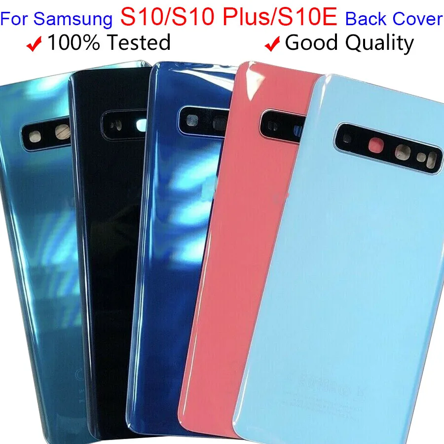 Back Glass Replacement For New  S10 S10e S10 Plus S10+ Battery Cover Rear Door Housing Case Camera Glass Lens Frame