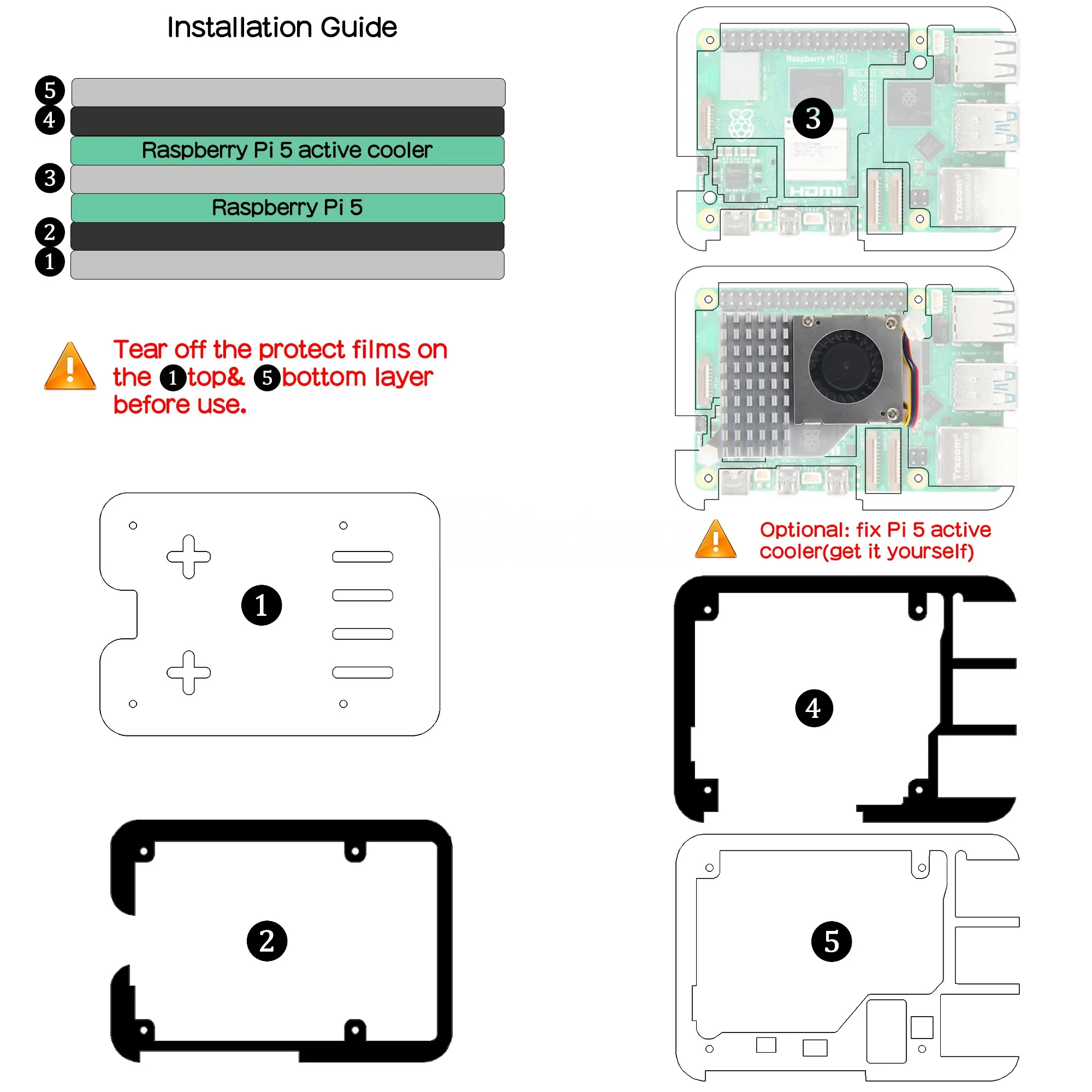Boîtier pour Raspberry Pi 5, en acrylique, pour RPI 5