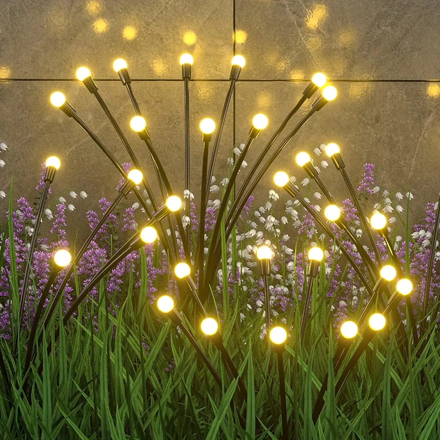 1PCS Six Headed Solar Garden Lights LED Firefly Lights Swaying Waterproof Solar Lights For Outdoor Yard Patio Pathway Lawn