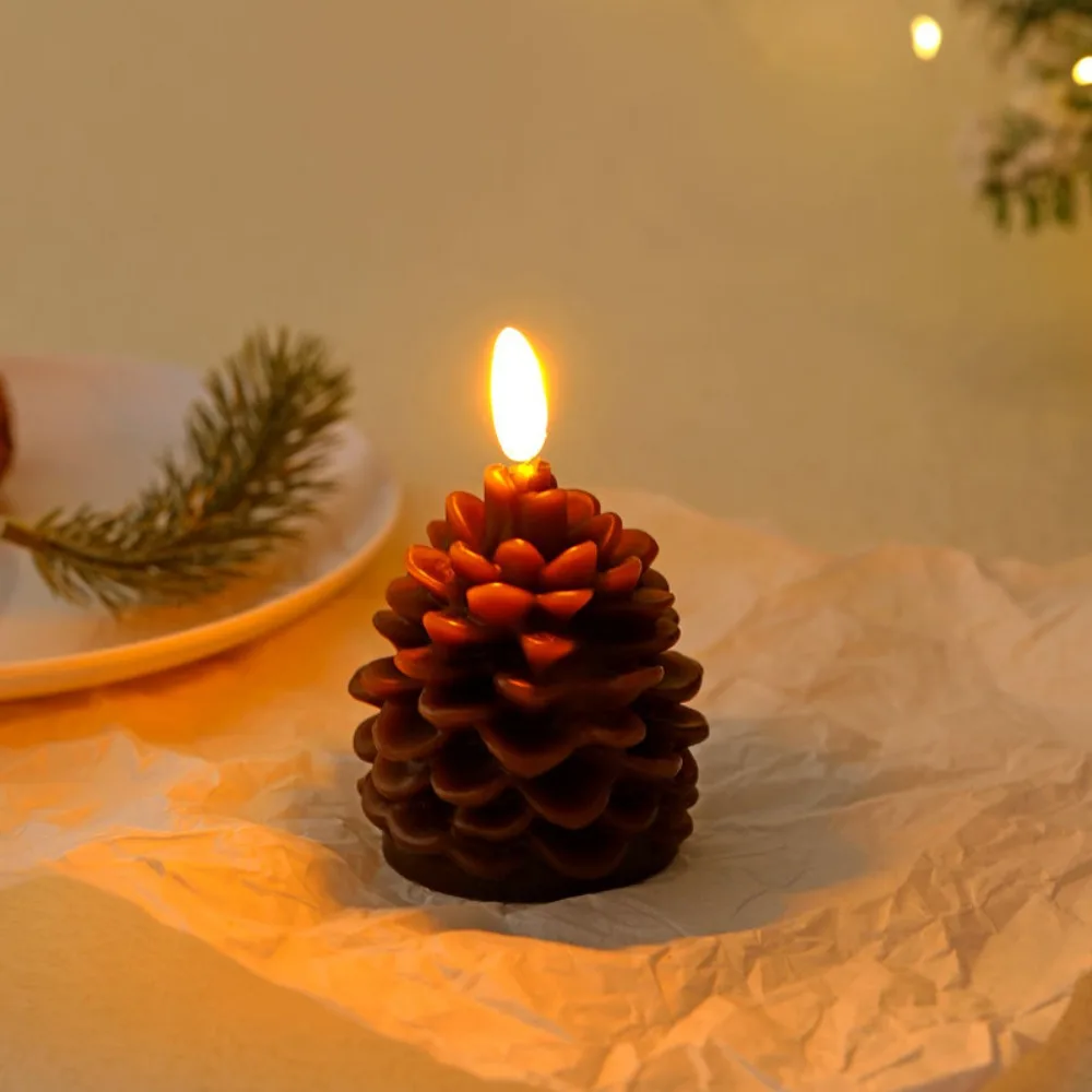 

Useful Simulation Pine Cone Candle Light Warm Color Light Reuasble LED Candles Flameless Safe Electronic Candle Home