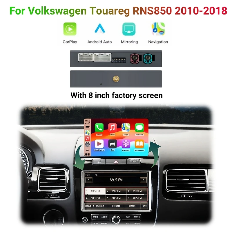 Carplay Android Auto اللاسلكي لسيارة Volkswagen Touareg مع شاشة 8 بوصة RNS850 2011-2017 مرآة للعب السيارة AirPlay الوسائط المتعددة