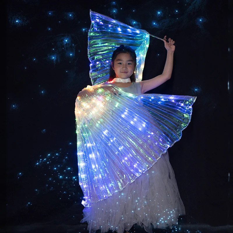 Halloween little girl elf costume luminous butterfly wings performance costume LED luminous  wings back decoration fluorescent