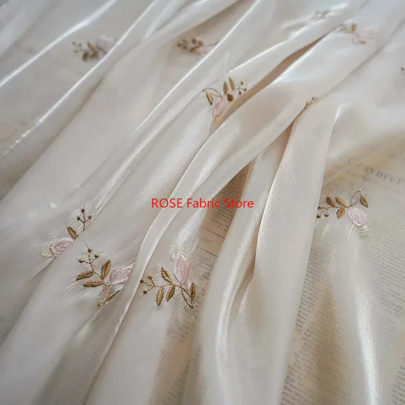 

Flowers Embroidered Shiny Tulle Fabric For Women Clothing Dress Fashion Designer Fabric Party dress, Dance Dress