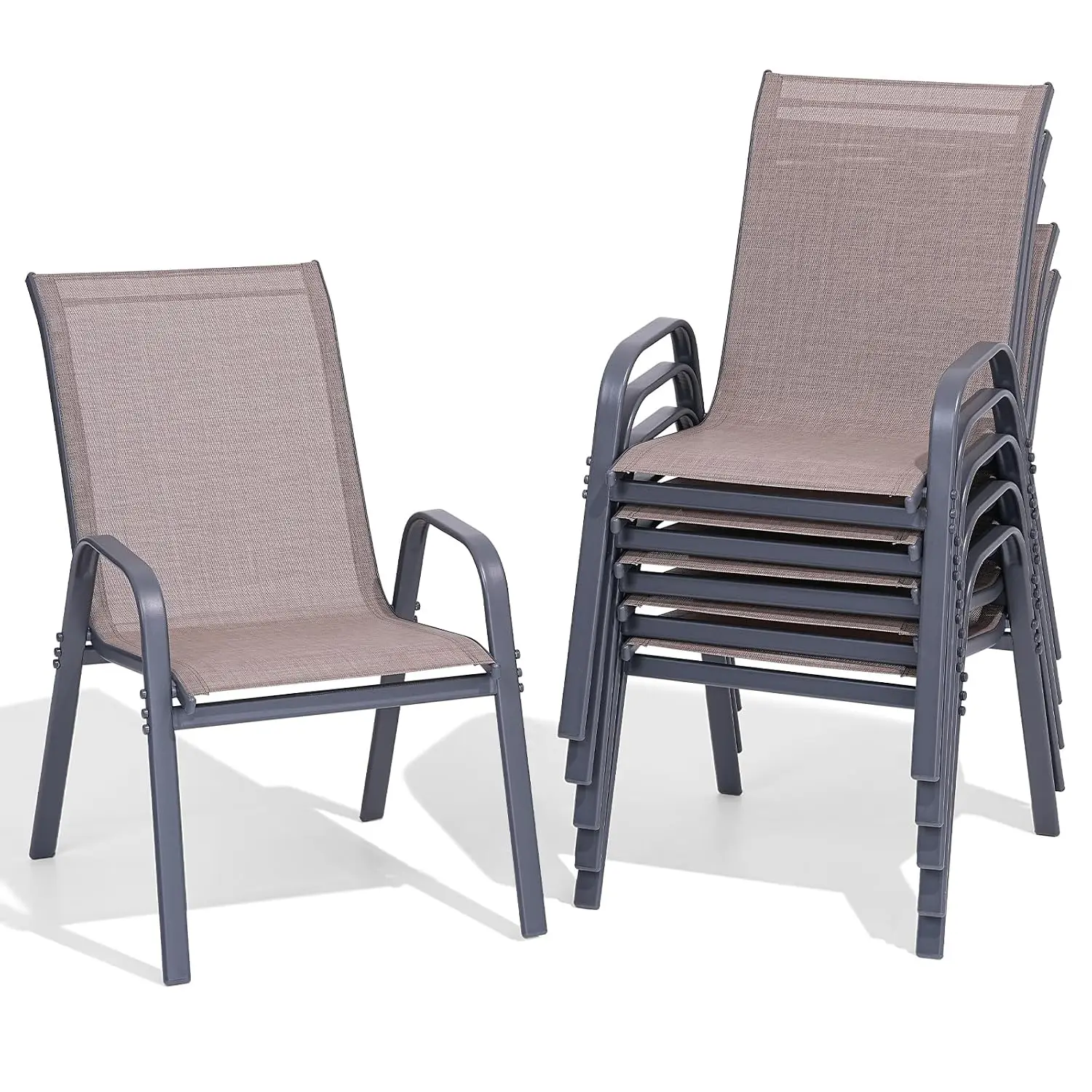 Patio Chairs Set of 6, All Weather Outdoor Dining Chairs