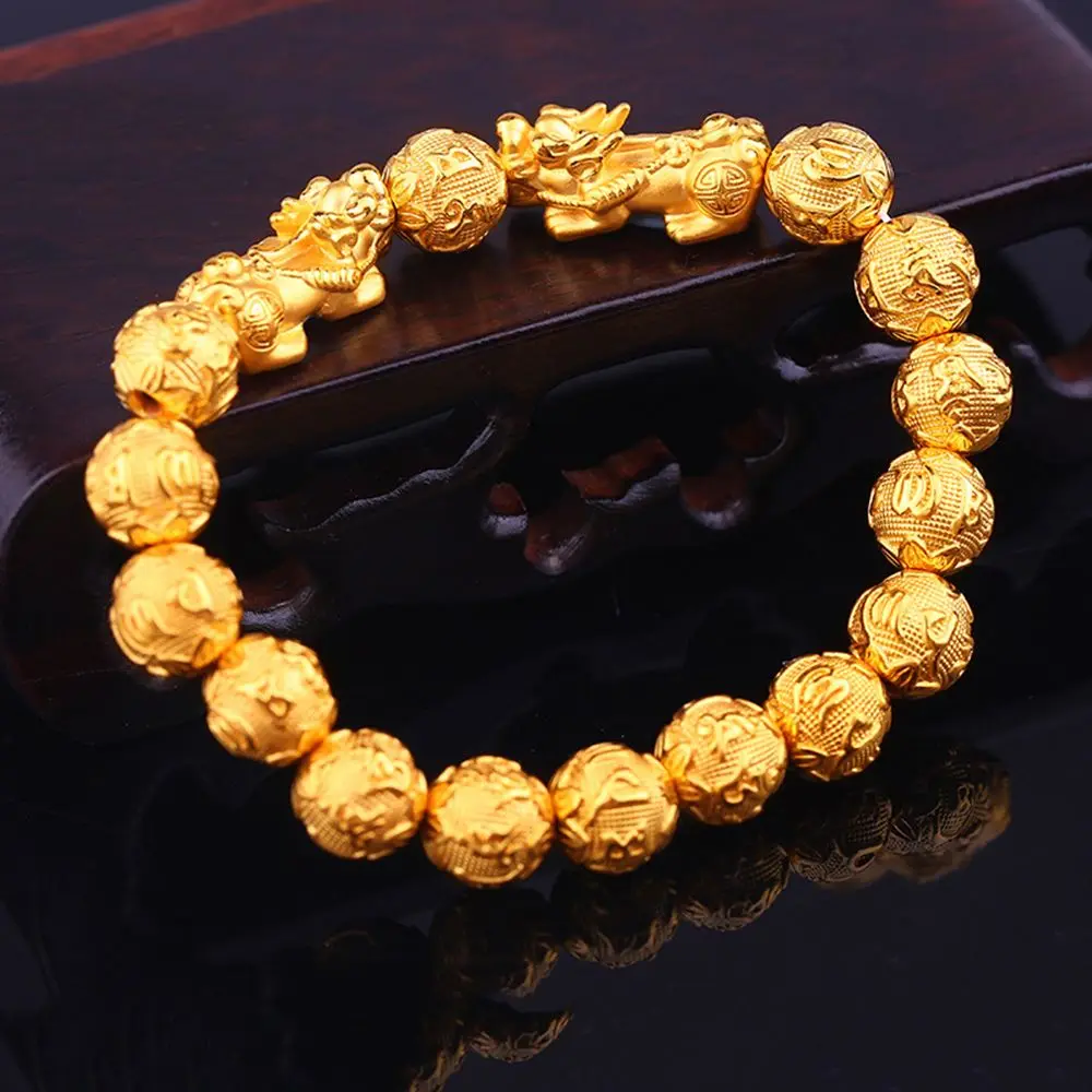 Male Gold Color Pixiu Beads Bring Wealth Good Lucky Women Bracelet Brave Troops Bracelet Fashion Jewelry Chinese Style Bracelet