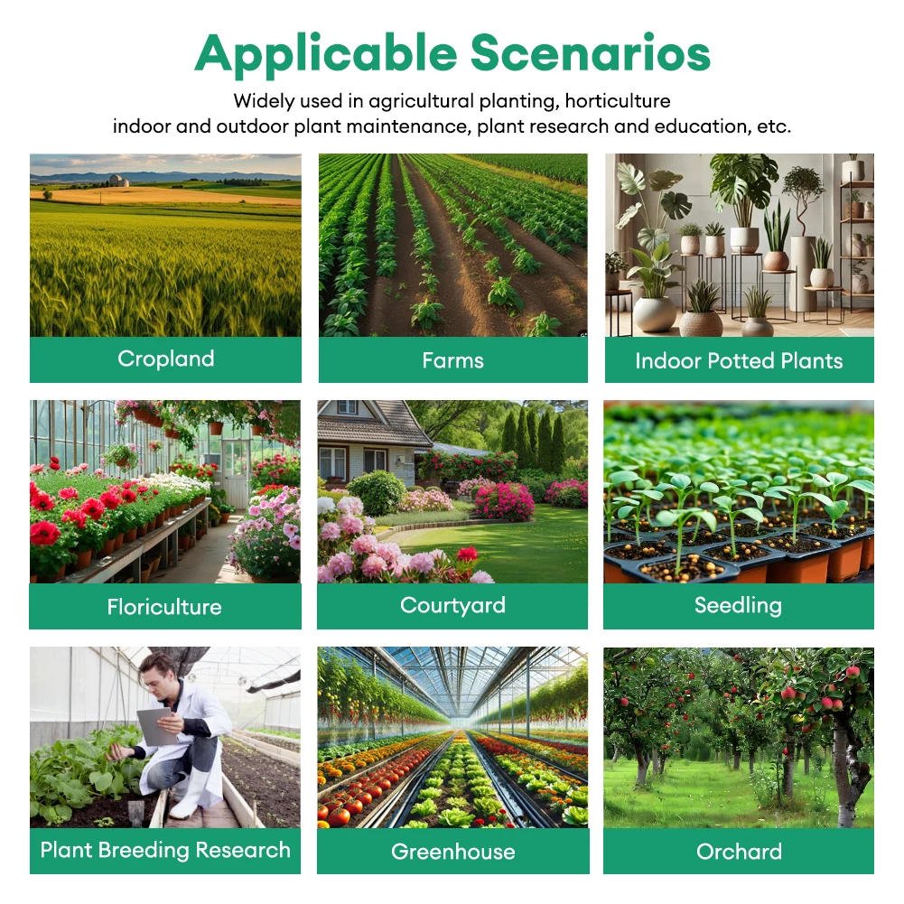 Medidor digital de pH do solo RCYAGO 7 em 1, luz solar, fertilidade, temperatura do ar e testador de umidade com display retroiluminado para plantio de jardim