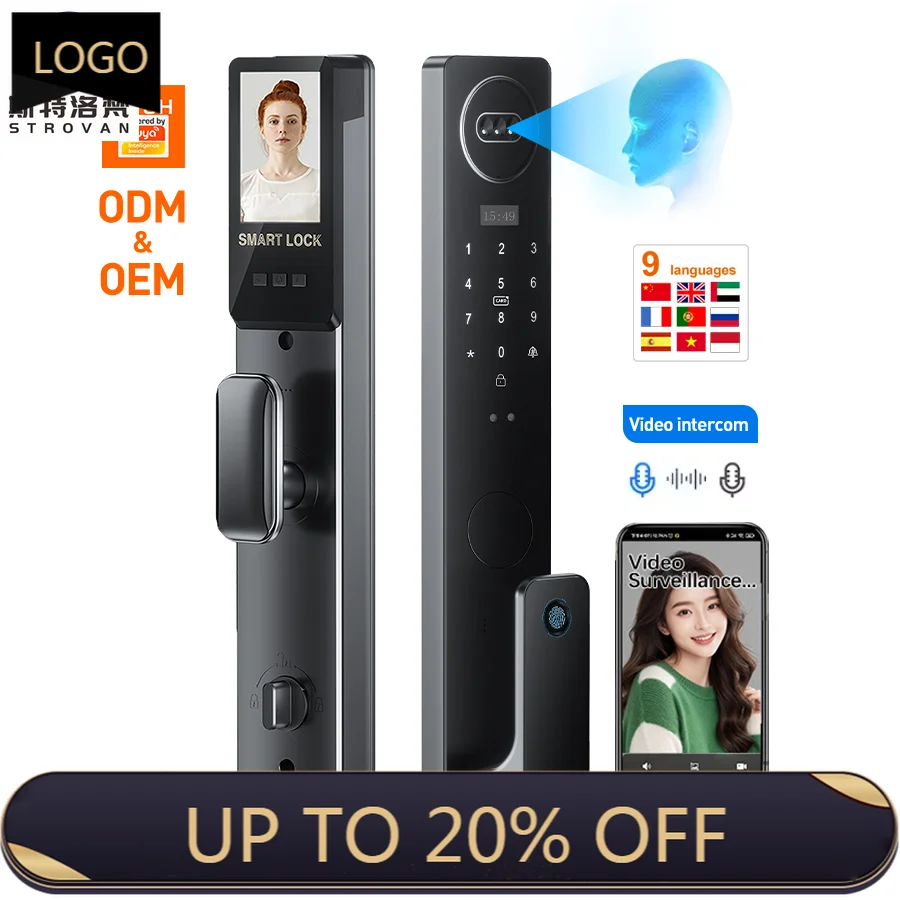 

STLF Tuya 3d Face Recognition Smart Door Lock With Biometric Fingerprint Code Intelligent Digital Door Smart Locks