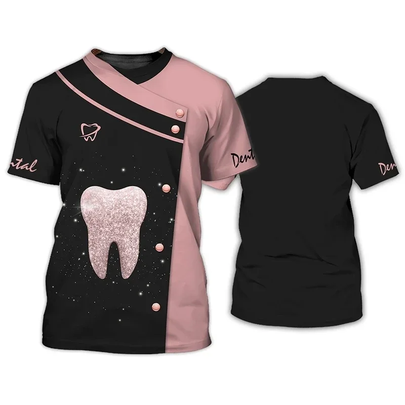 Dentist Role-Playing Imitation Work Clothes Custom Fun Short Sleeved Personalized Round Neck Loose And Comfortable Oversized Top