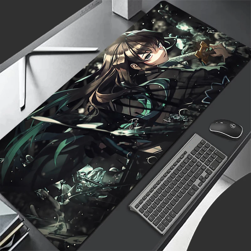 Alfombrilla de ratón Demon Slayer para videojuegos, alfombrilla para teclado, accesorios para Pc, Protector de escritorio, alfombra de Anime Tokitou Muichirou