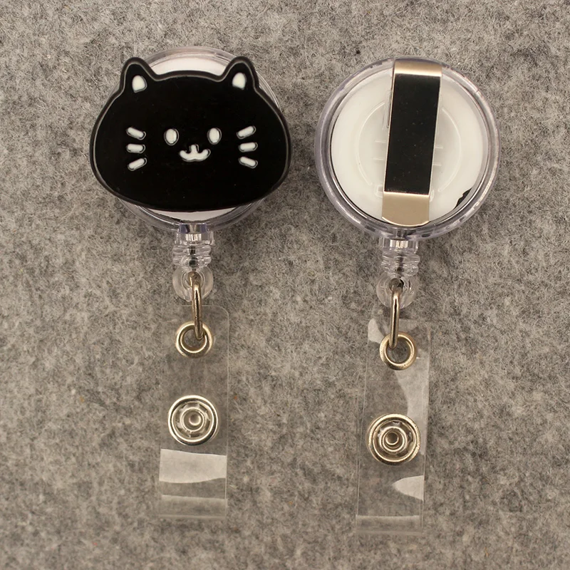 Three Color Cat Style Retractable Card Holder Badge Reel Nurse Exhibition Enfermera Girl And Boy Name Card