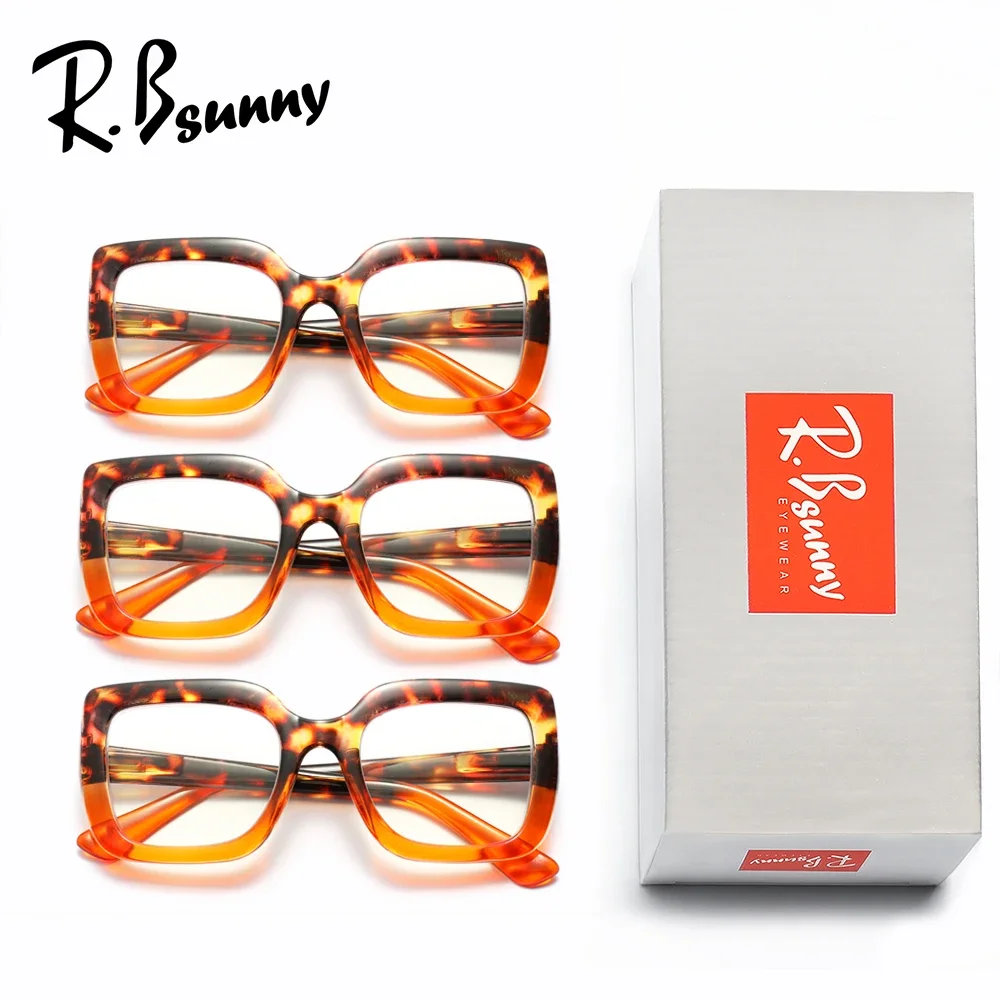 

2 шт. RBsunny Новые мужские очки для чтения с оптическими линзами, классическая квадратная оправа большого размера, женские очки для дальнозоркости и пресбиопии, диоптрии от 1.0 до 3.5
