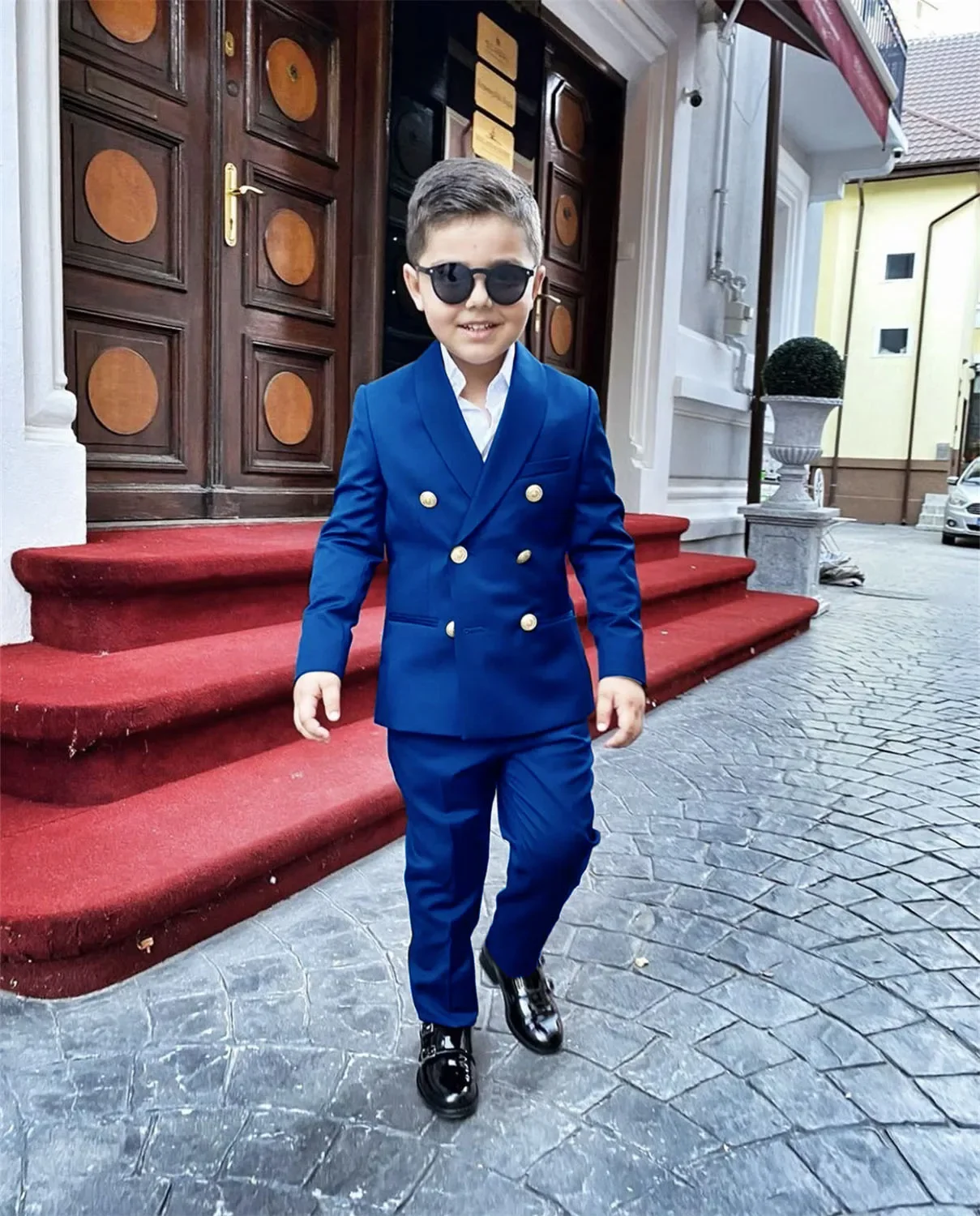 Suit For Boys Wedding Tuxedo 2 Piece Double Breasted Blazer Pants Suit Shawl Lapel Formal Jacket Customized 3-16 years old