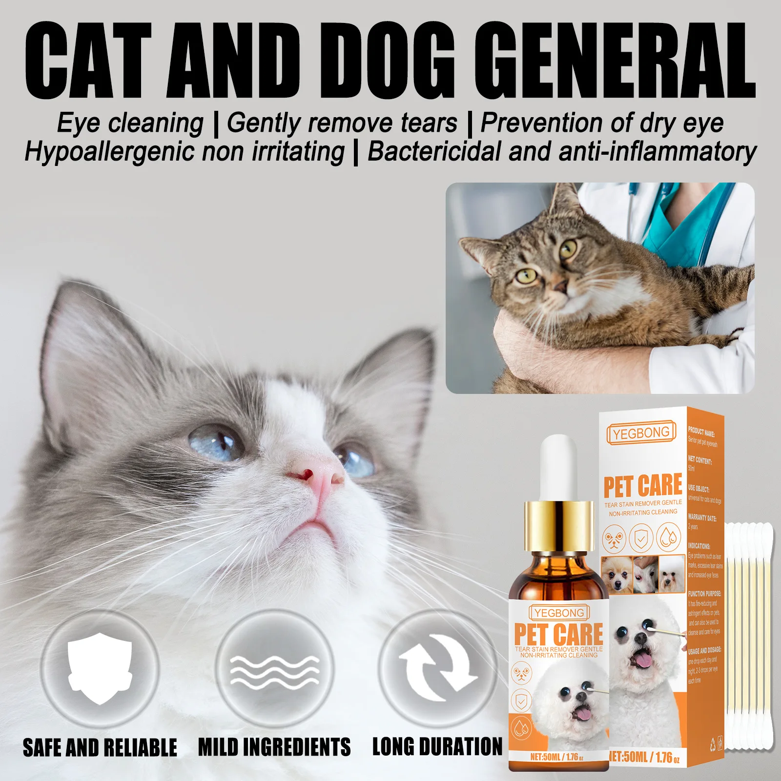 Tear Remover Herbal Formula 50ml Pet Eye Drops Dog Pet Tear Marks Cleaning Pure Plant Mild Deodorizing And Itching Safe images - 6