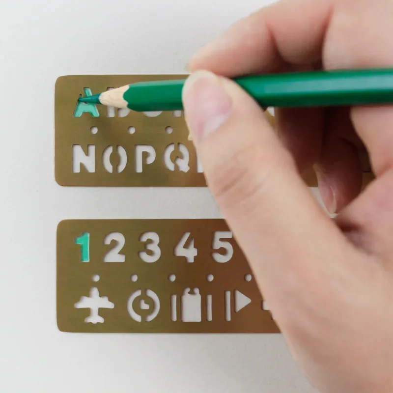 빈티지 황동 금속 다기능 북마크 스텐실 자 DIY 도구 여행자 노트 다이어리 플래너 액세서리 문구류