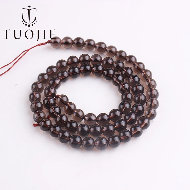 

Genuine Natural Smokey Quartz Bead Spacer Round Stone Round Loose Bead For DIY Bracelet Necklace Jewelry Making Accessories