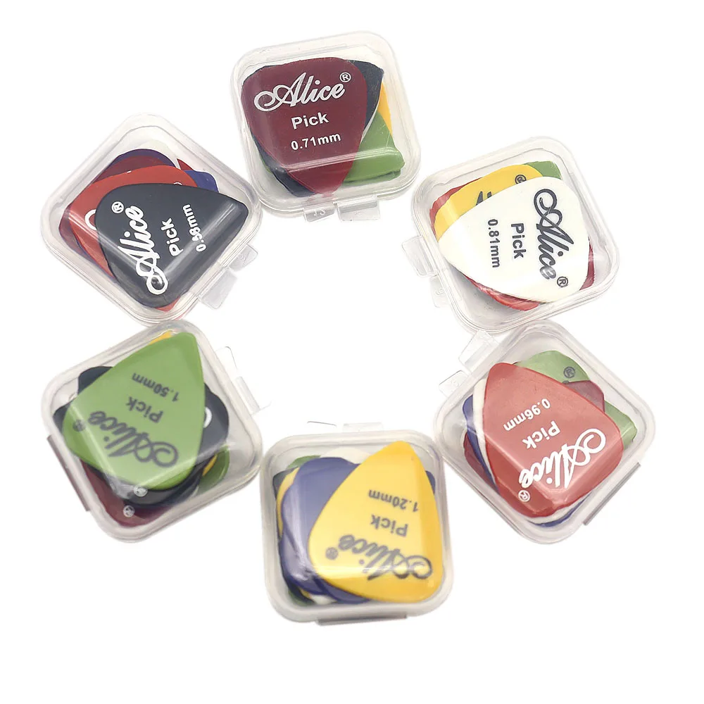 9pcs with Box Electric Guitar Picks Smooth Alice Pick 0.58mm 0.71mm 0.81mm 0.96mm 1.20mm 1.50mm Guitar Accessories Color Random