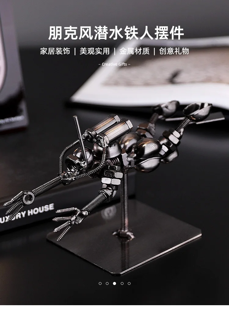 Kreative Eisen Tauchen Frogman Büro Desktop Figuren Dekoration Studie Personalisierte Kunst und Handwerk Bücherregal Dekoration Geschenke – Detail 1