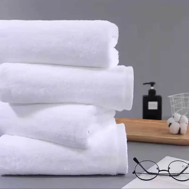 35x75cm White Thick Heavy Terry Cotton Face Towel for Gym Sport Spa Hand Washcloth Adult Bathroom Running Swimming
