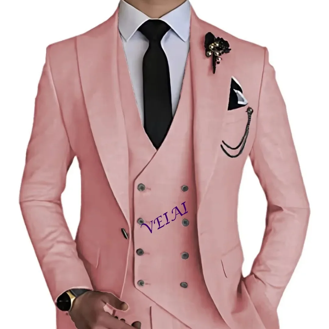 

CustomizedMen's Slim Fit 3 Piece Suit One Button Peak Lapel Dinner Wedding Tuxedo with Jacket Waistcoat And Pants for Business P