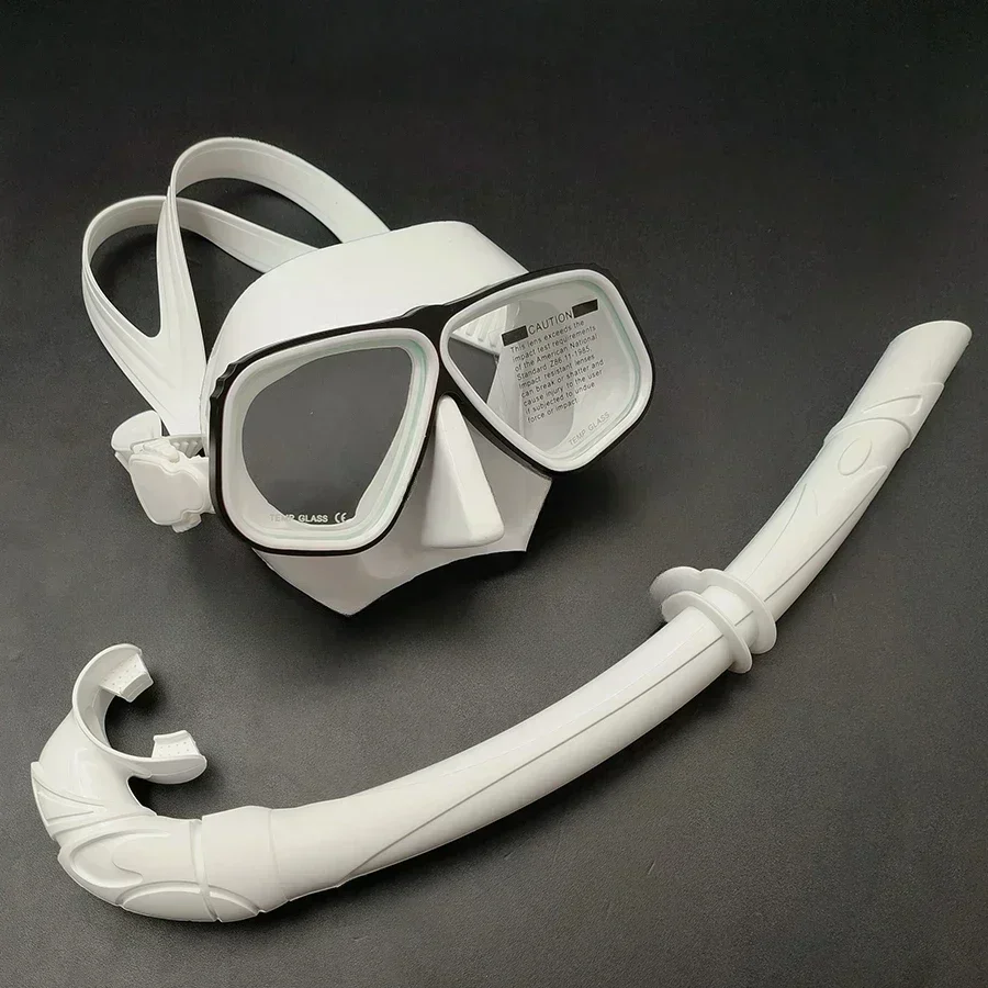 Alumínio Freediving Óculos Set, Alloy Scuba Dive Goggles, Branco Wet Snorkeling Tubo, Semelhante a Apollo, Pequeno Volume
