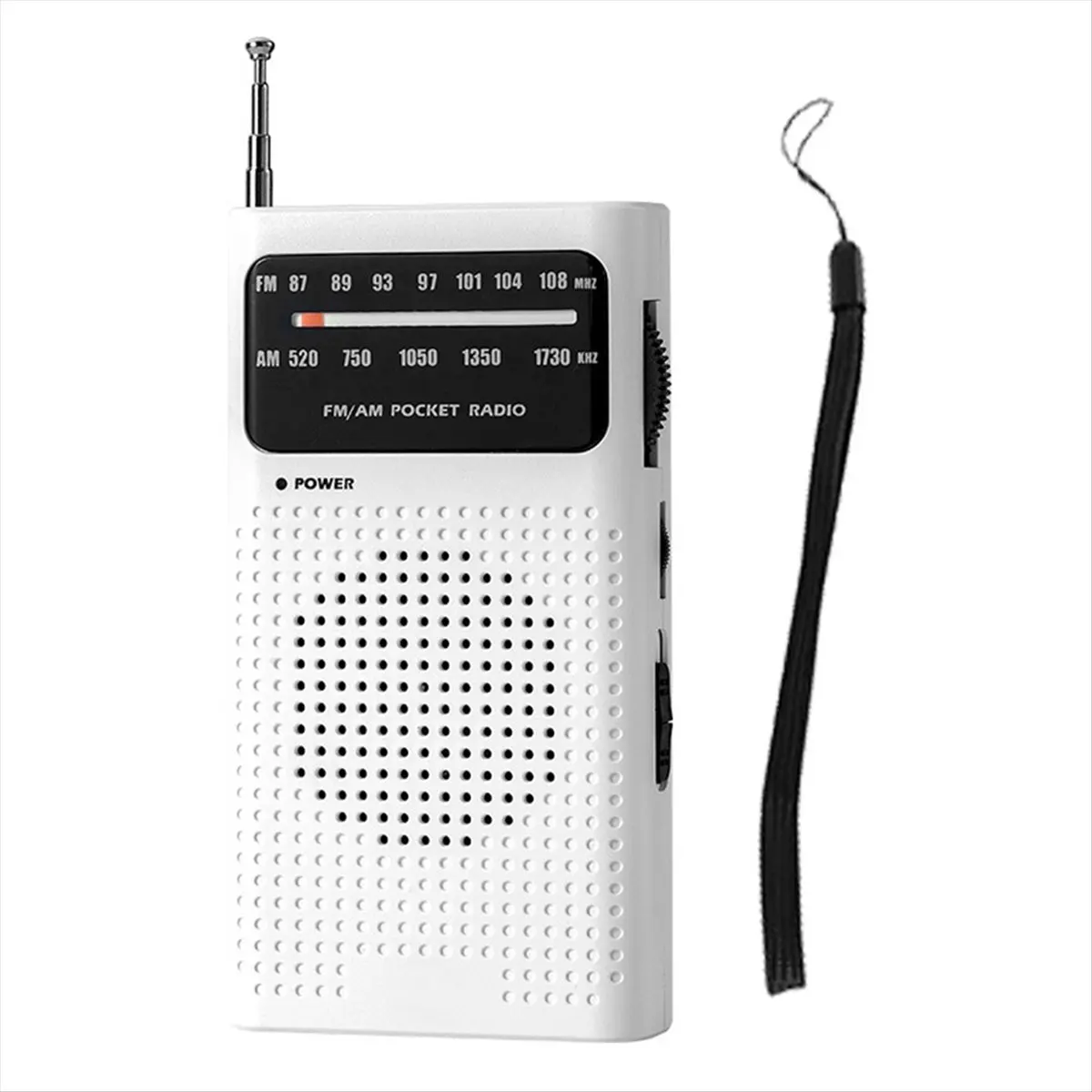 ABGN Full-Band Small Portable Radio Mini AM FM Pointer Pocket Radio for Running Compaing Travel Analog White