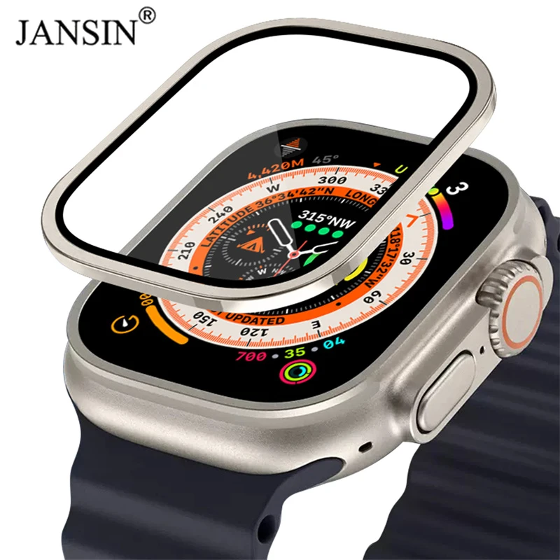 Metal Aluminum Alloy Case for Apple Watch Ultra 2 1 49mm Screen Scratch-proof Protective Cover Frame Tempered Glass Film Shell