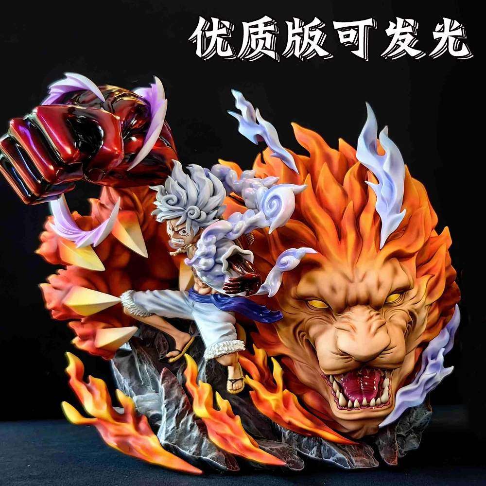 One Piece Lion Luffy Anime Figure 17cm Gear Fourth Nika Luffy Action Figurine With Led Statue Collection Desktop Decor Model Toy