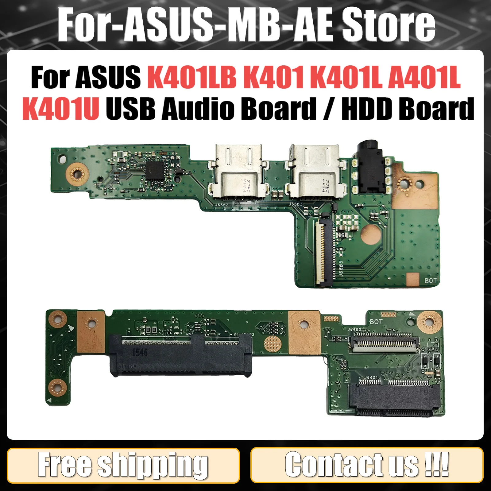 K401LB IO Board REV 2.0 For ASUS K401LB K401 K401L A401L K401U USB Audio board and HDD Boards 100% OK