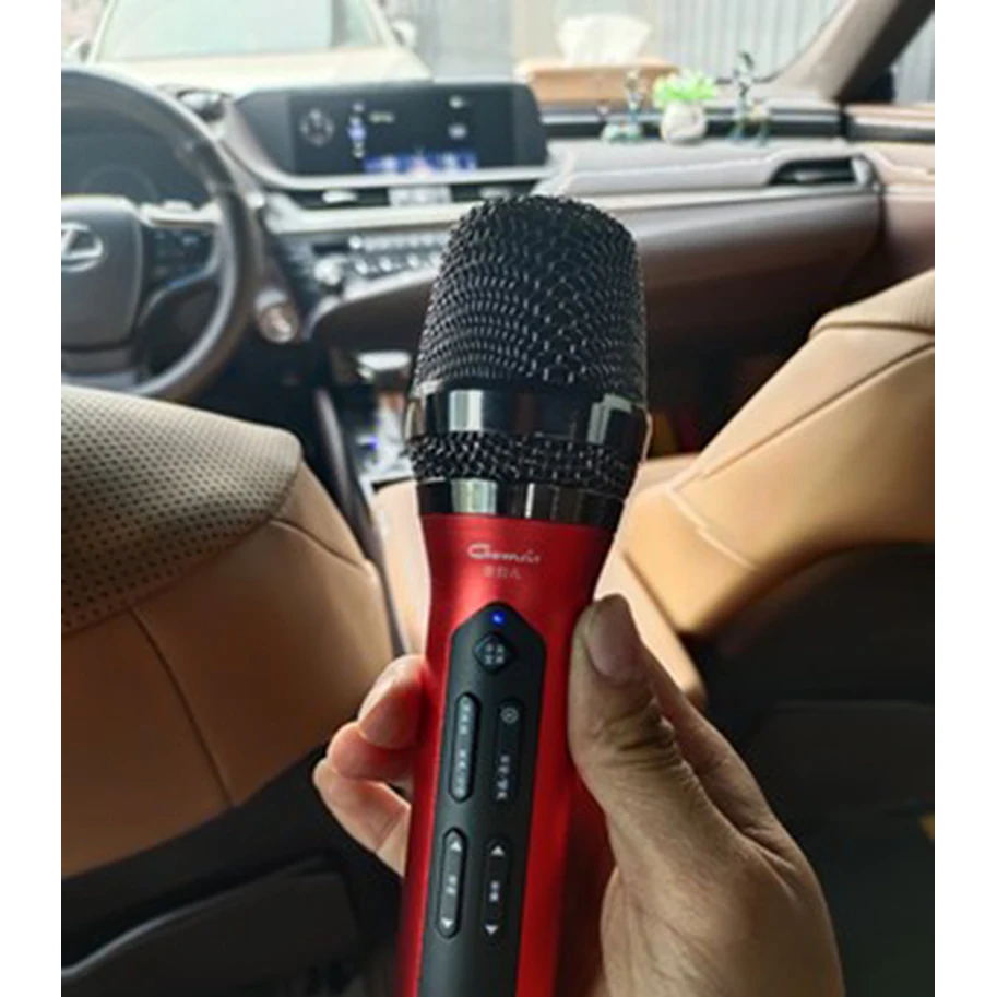 

【Hot】UHF Car KTV Suit K-song Mobile Phone Microphone Wireless FM car Speaker Microphone Karaoke Bluetooth Audio Reverberation Si