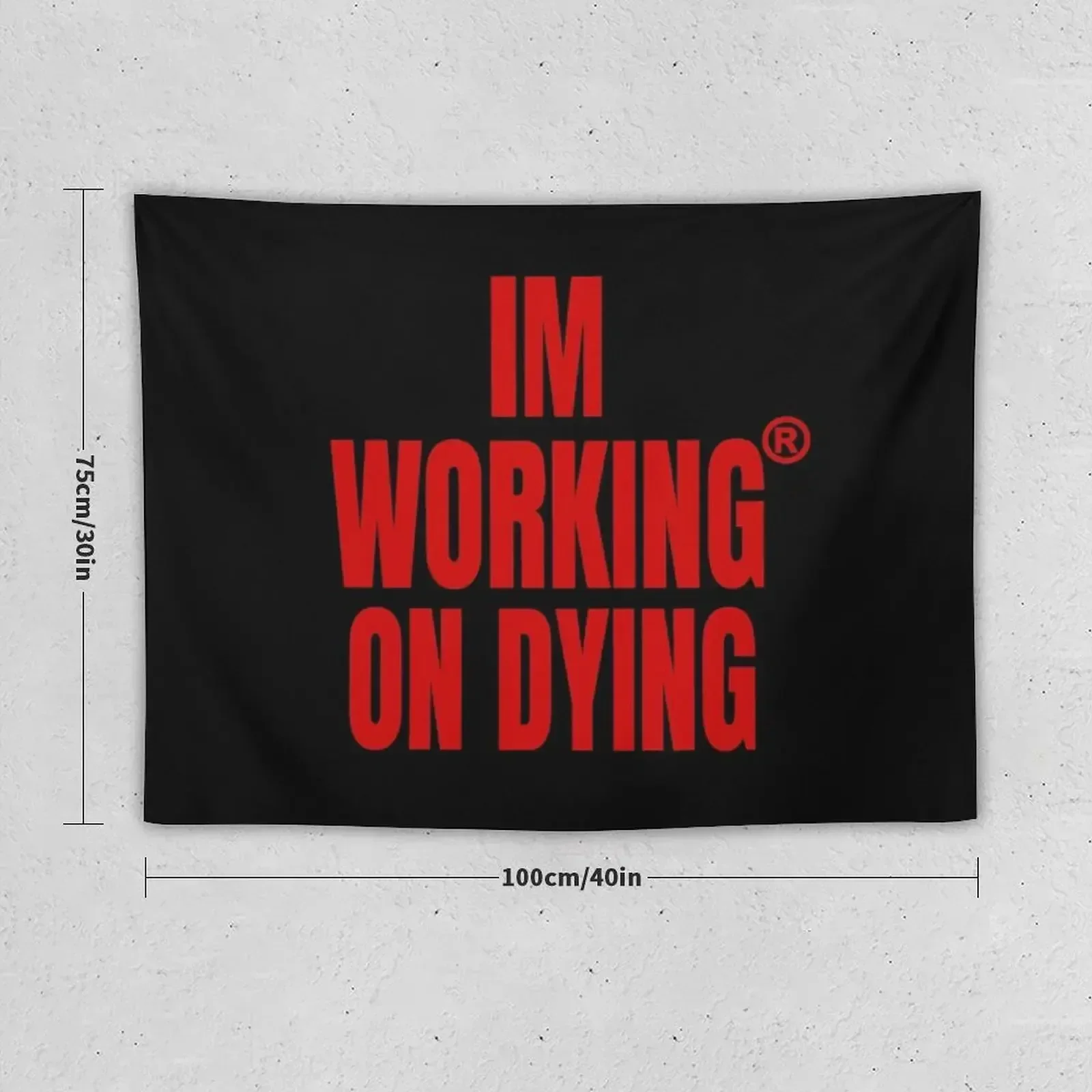 Working on Dying I'M WORKING ON DYING Red Text Merch Tapestry Home Decoration Accessories Room Aesthetic Decor Tapestry