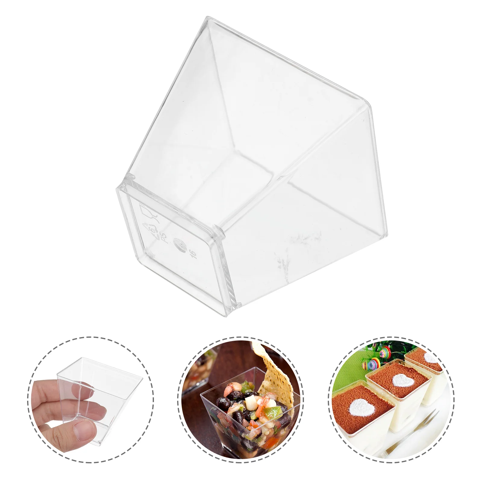 100PCS 60ML Transparent Dessert Cups Hard Plastic Trapezoid Square Dessert Cup Food Grade Plastic Portion Cups Disposable Desser