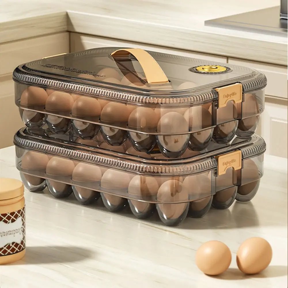 

Transparent Egg Storage Box Food-grade 24 Grids Refrigerator Storage Container Top Handle Date Recording Egg Rack Tray