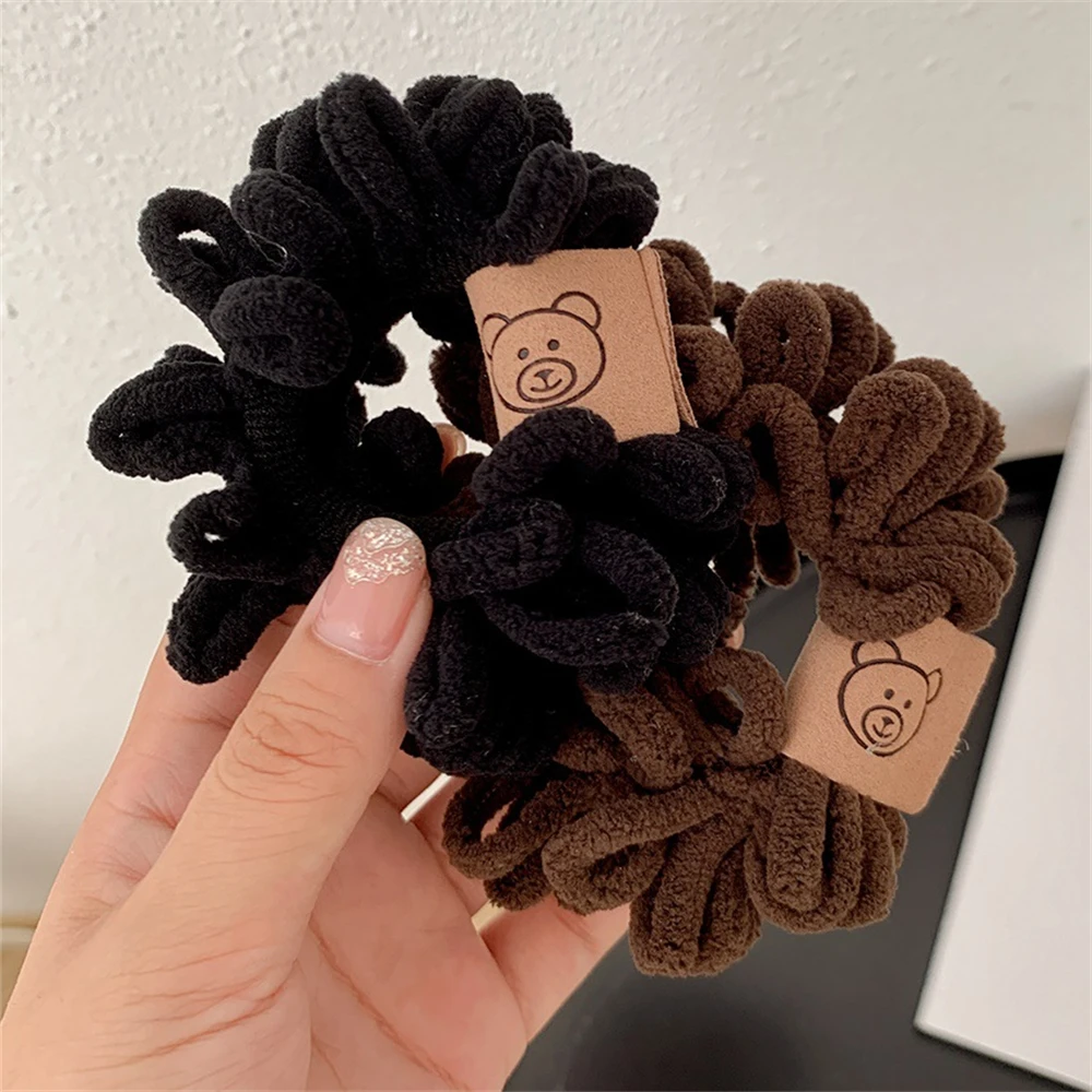 New Plush Elastics Hair Ties Little Bear Hair Rope for Girl No Hurt Hair Ponytail Hair Ring Hair Accessories for Women in Winter