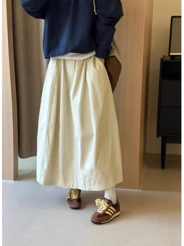 Retro Style Workwear High Waist Loose A-Line Midi Skirt for Women Summer New Fashion Cotton Slimming Floral Bud Skirt