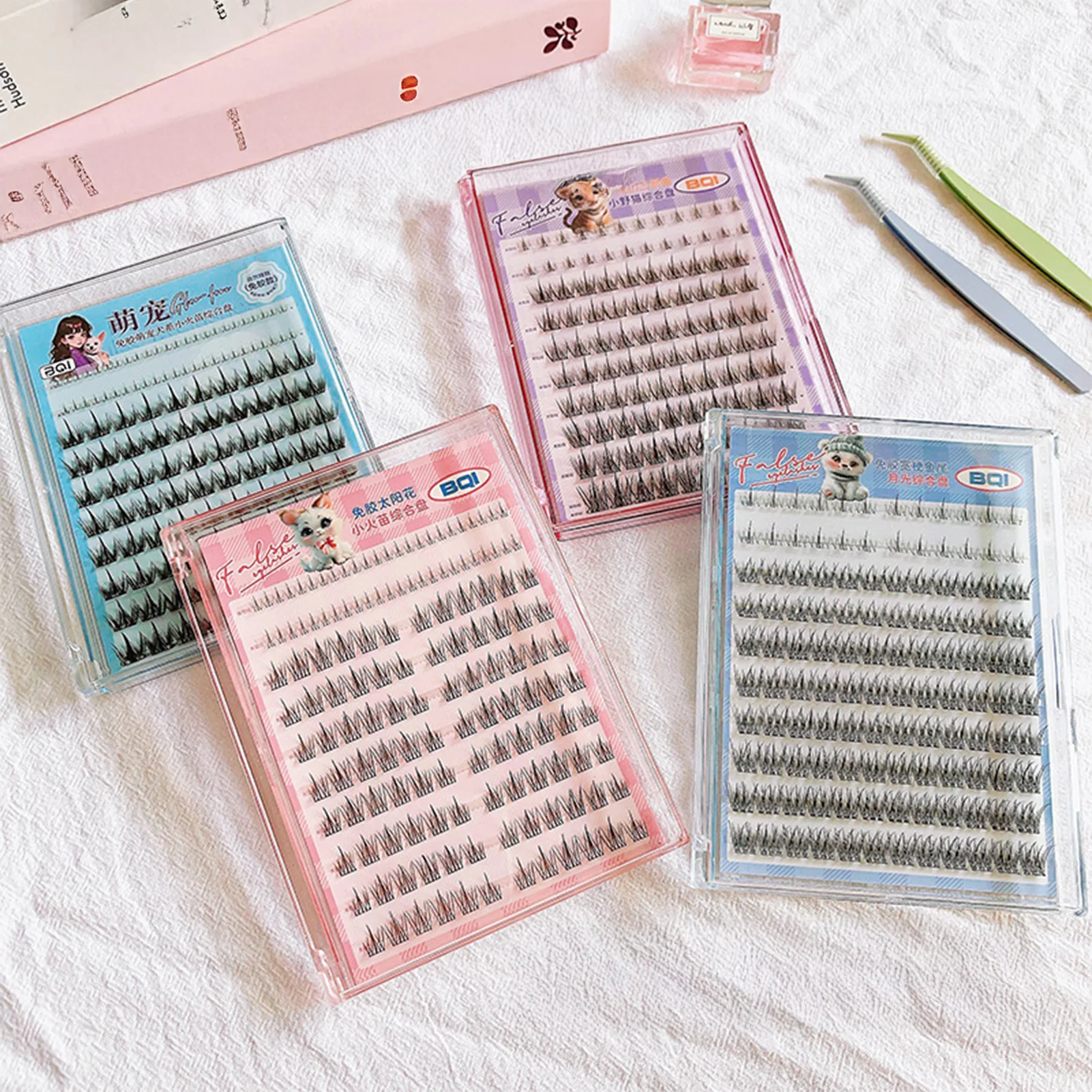 10rows Large Capacity Glue-free Daily Upper And Lower Eyelashes For Woman Fluffy Curly Segmented Single Cluster False Eyelashes