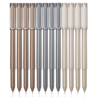 3 Pens Deli Gel Pen 0.5mm Black Ink Metallic Spray Paint Process School Office Writing Stationery Supplies Signature Pen