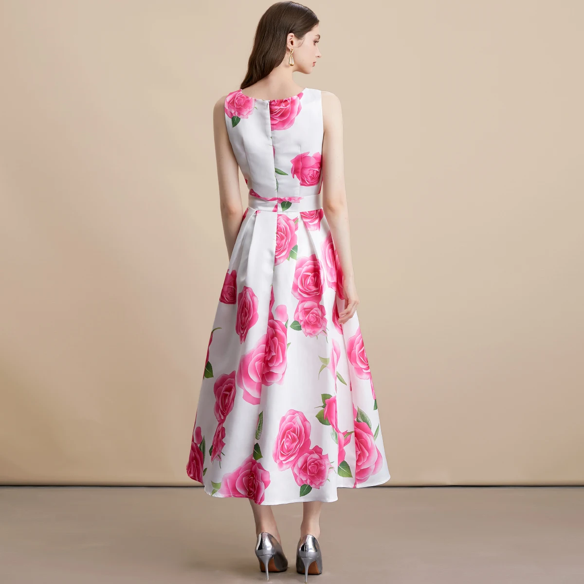 กระโปรงยาวทรงเอ พิมพ์ลายดอกไม้ ทรงเอวสูง สำหรับผู้หญิง เหมาะสำหรับงานวันเกิด งานปาร์ตี้ หรือใส่เดินเล่น