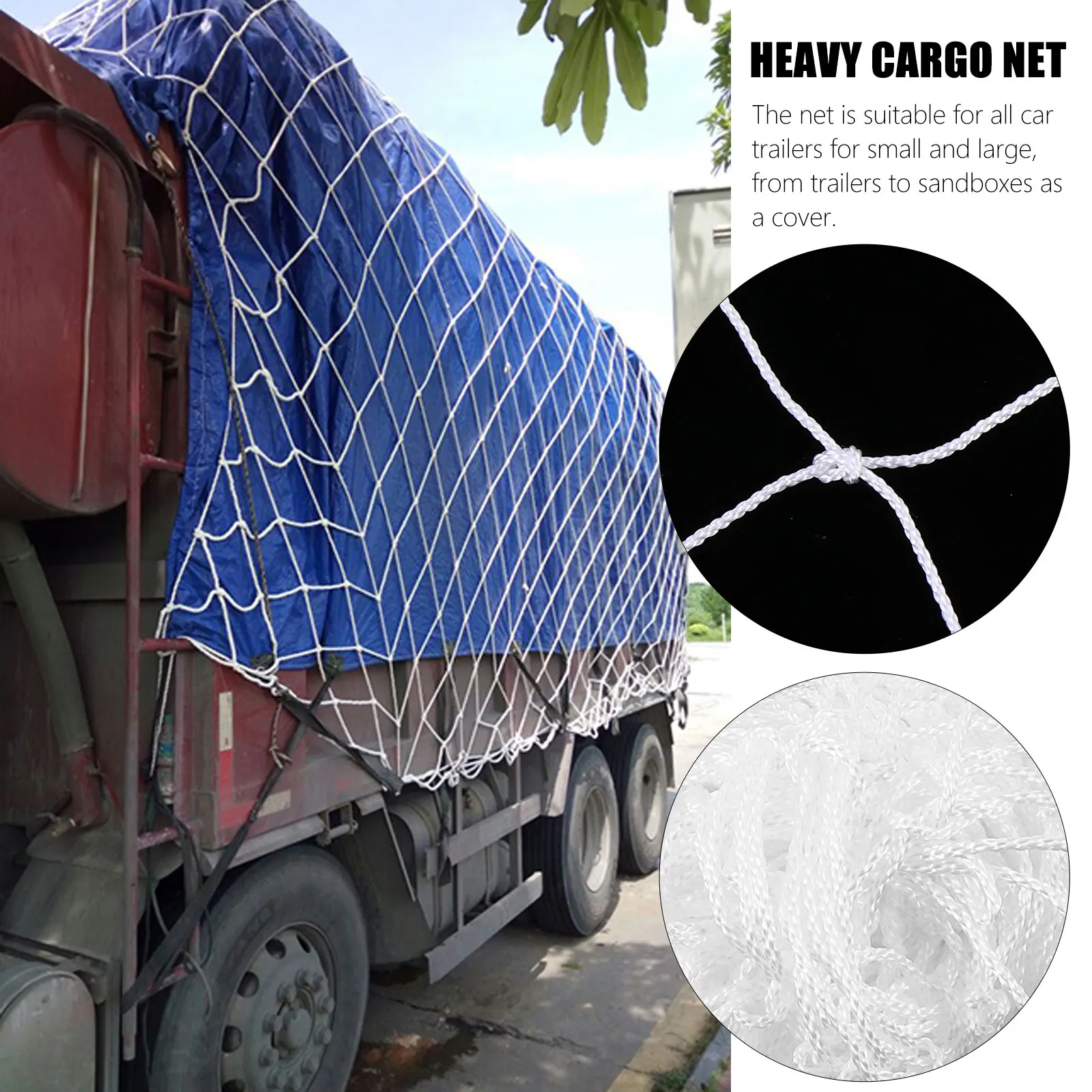 

Protective Net Car Trailers Universal Cargo Luggage White Polypropylene Nylon Heavy Duty Mesh Cover Area Optimized