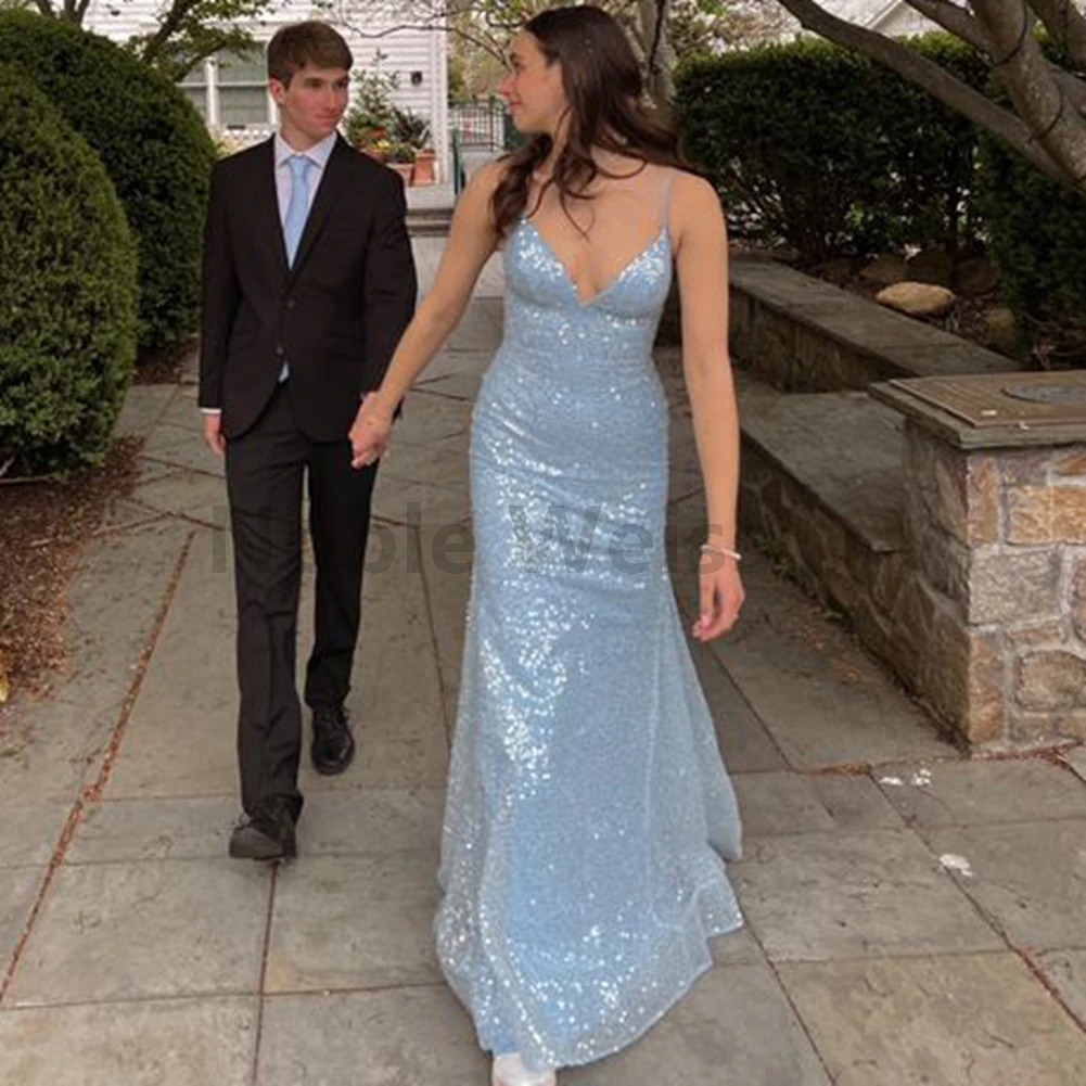 الخامس الرقبة الترتر حورية البحر فستان الحفلة الراقصة الطابق طول ثوب السهرة تخصيص