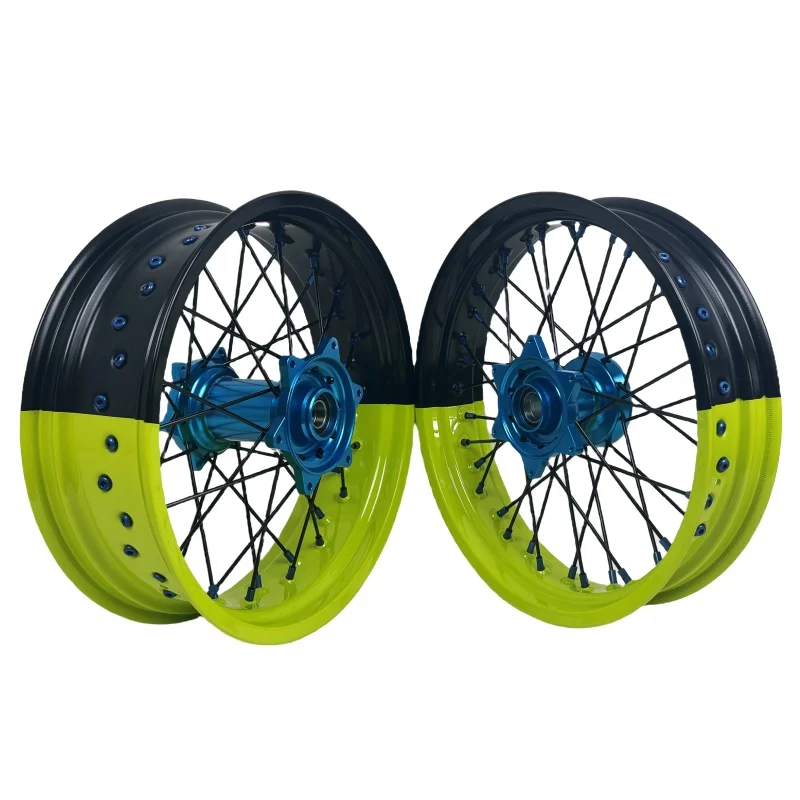 

For TE TC TX Supermoto Wheels Set BI-Color Rims 17*3.0 17*5.0 Inch 7050 Aluminum Alloy Rims