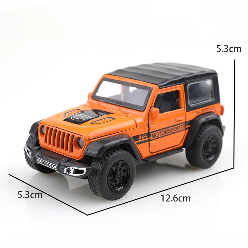 (포장됨) 1/36 클로즈드탑 랭글러 오프로드 차량, 다이캐스트 금속, 남자아이 장난감, 네 개의 문 열림 가능, 강력한 풀백 메커니즘.