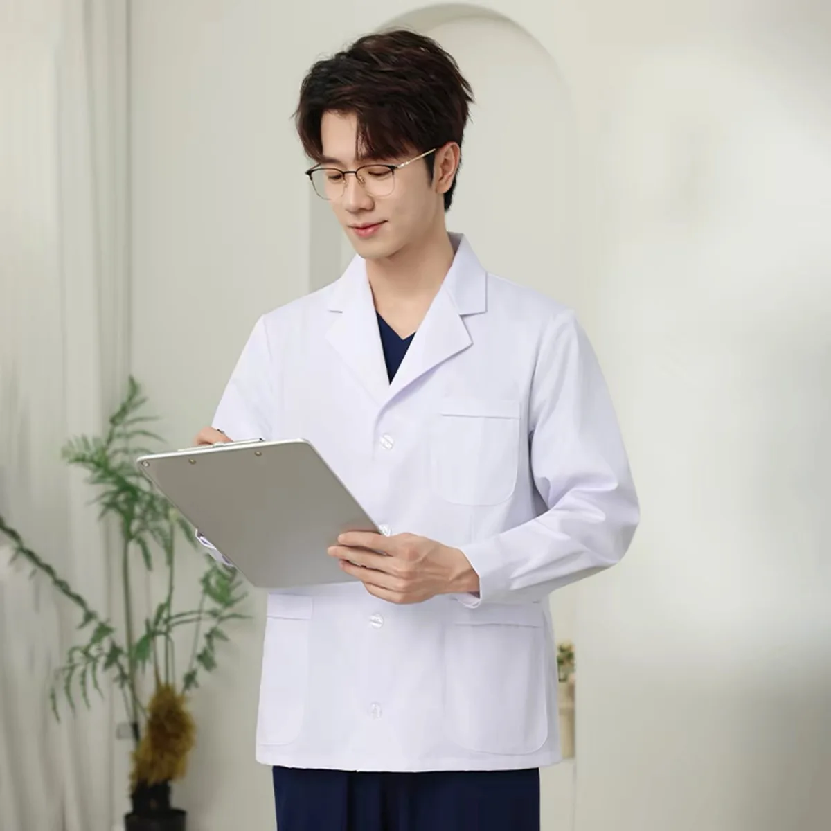 Hort Long Sleeve White Lab Coat Short Style Men Women Doctor Physician Uniform Medical Workwear Breathable for Hospital Clinic view 2