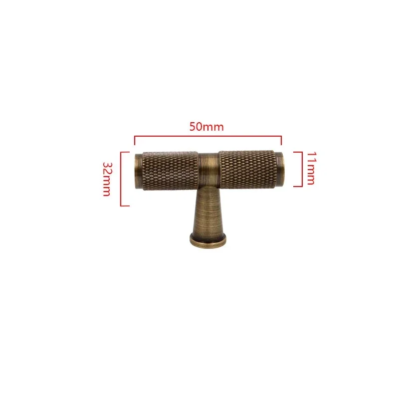 11pcs T solid bronze brass knurled handle drawer door handle cabinet knobs