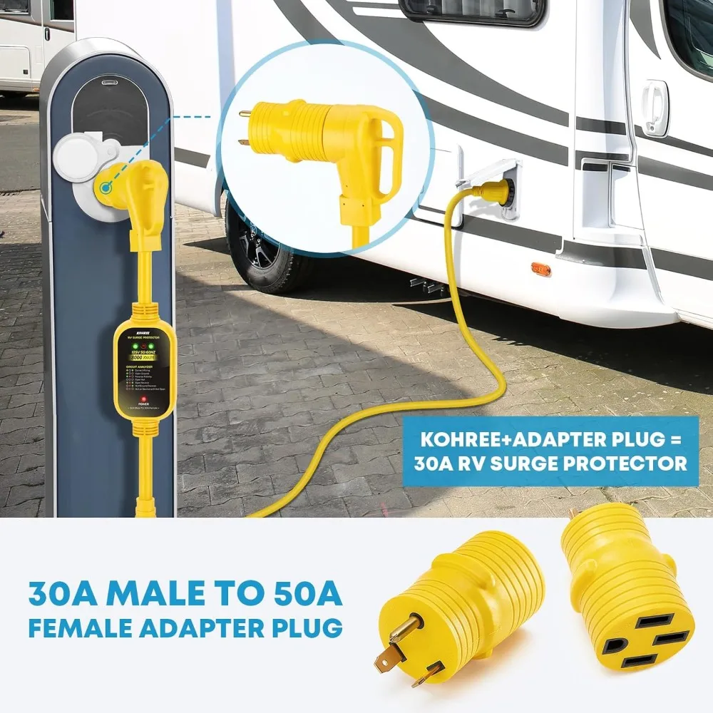 محول 50 أمبير إلى 30 أمبير RV مع حماية من زيادة التيار، 8000 جول، محلل الدائرة لمقطورة سفر التخييم #4