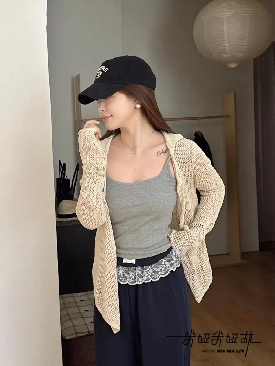 GAODINGLAN con reggiseno Pad One Piece Camis Donna Backless Canotte sexy Donna Slim Fit Tinta unita Canotte in pizzo Gilet versatile