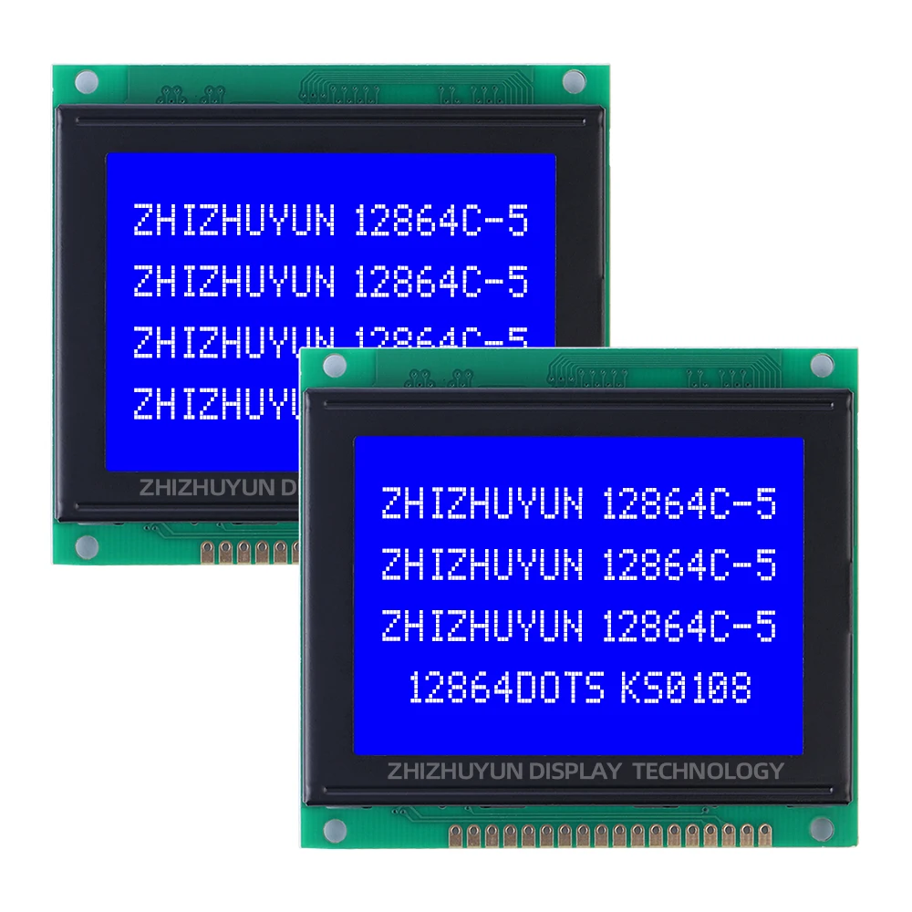 Imagem -03 - Módulo Gráfico do Lcd do Ponto 12864c5 128x64 Ks0107 Ks0108 Porto Paralelo 18pin 18p Cinza do Pos a Dimensão Stn Filme Cinzento Fonte Azul